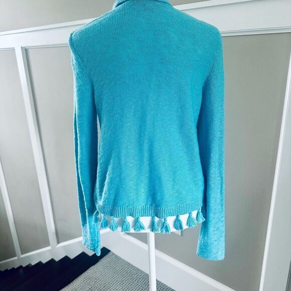 Lilly Pulitzer Soft Blue Edita, Open Front Knit Sweater. - Picture 6 of 7